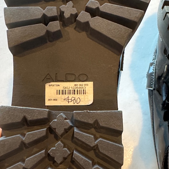 Aldo Glossy Black Loafers with Chain Accent - Picture 4 of 5